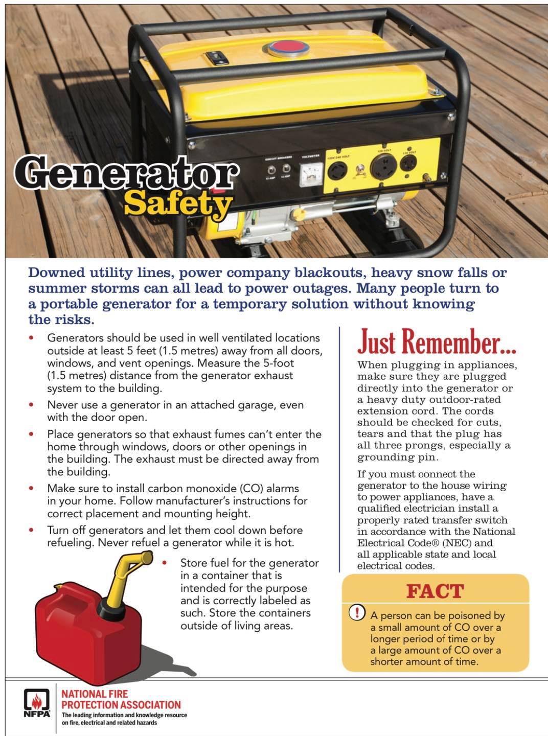 Tip sheet for using generators.
